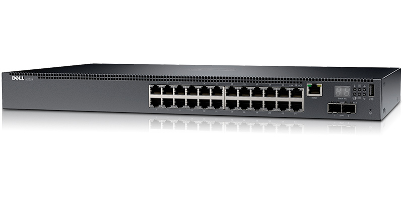 Коммутатор Dell EMC N2024, 24x1GbE, 2x10GbE SFP+ fixed ports, Stackable, no Stacking Cable, air flow from ports to PSU, PDU, 3YPSNBD (210-ABNV) N2024-ABNV-01 N2024-ABNV-01