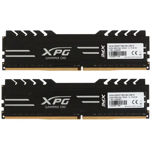 Модуль памяти ADATA 32GB DDR4 3200 DIMM XPG GAMMIX D10 Black Gaming Memory Non-ECC, CL16, 1.35V, 2048x8, Kit (2x16GB), RTL (776477) AX4U3200716G16A-DB10 AX4U3200716G16A-DB10