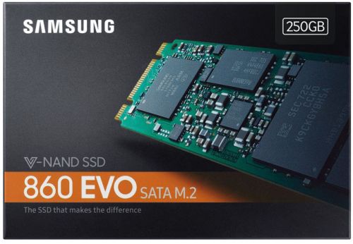 Твердотельный накопитель Samsung SSD 250GB 860 EVO, 3D V-NAND MLC, MJX, M.2 SATA 6Gb/s, R550/W520, IOPs 97000 MZ-N6E250BW MZ-N6E250BW