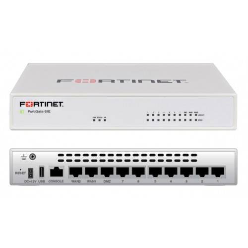Межсетевой экран Fortinet FortiGate-61E 10 x GE RJ45 ports (including 2 x WAN Ports, 1 x DMZ Port, 7 x Internal Ports), 128GB SSD onboard storage. Max managed FortiAPs (Total / Tunnel) 10 / 5 FG-61E FG-61E