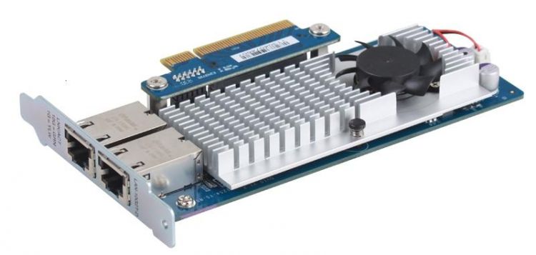 Сетевая карта QNAP двухпортовая 10 GbE для TS-ECxx80U-RP, SS-ECxx79U-SAS-RP, TS-ECx79U-SAS-RP, TS-ECx79U-RP LAN-10G2T-U LAN-10G2T-U