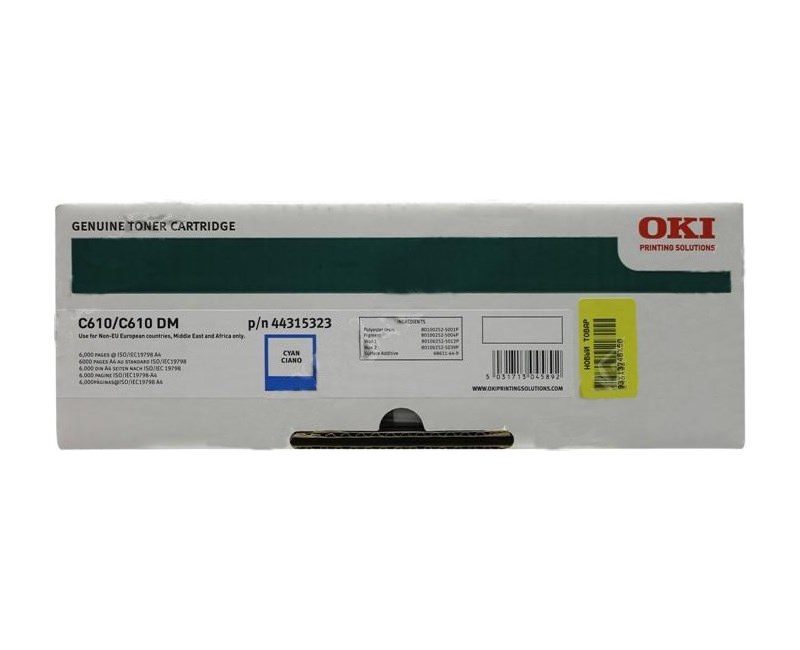 Тонер-картридж OKI для C610, 6k, синий (44315323) 44315323