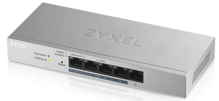 Коммутатор Zyxel ZYXEL GS1200-5HP V2, 5 Port Gigabit PoE+ webmanaged Switch, 4x PoE, 60 Watt GS1200-5HPV2-EU0101F GS1200-5HPV2-EU0101F