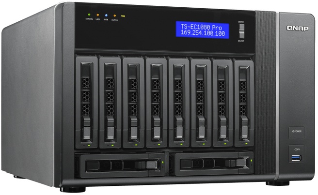 Сетевой RAID-накопитель QNAP 10 отсеков для HDD, 2*10 GbE, 256 ГБ кеш mSATA. 4-хъядерн. Intel Xeon E3-1245 v3 3,4 ГГц, 32ГБ. TVS-EC1080+-E3-32G TVS-EC1080+-E3-32G