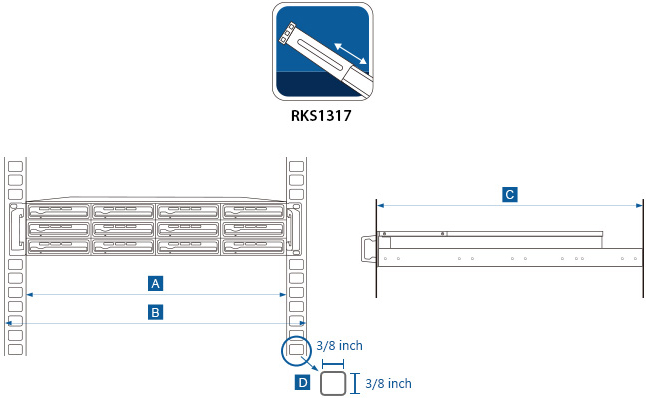 Комплект для монтажа в стойку Synology Sliding Rail Kit 1U, 2U and 3U NAS and Expansion units RKS1317 RKS1317