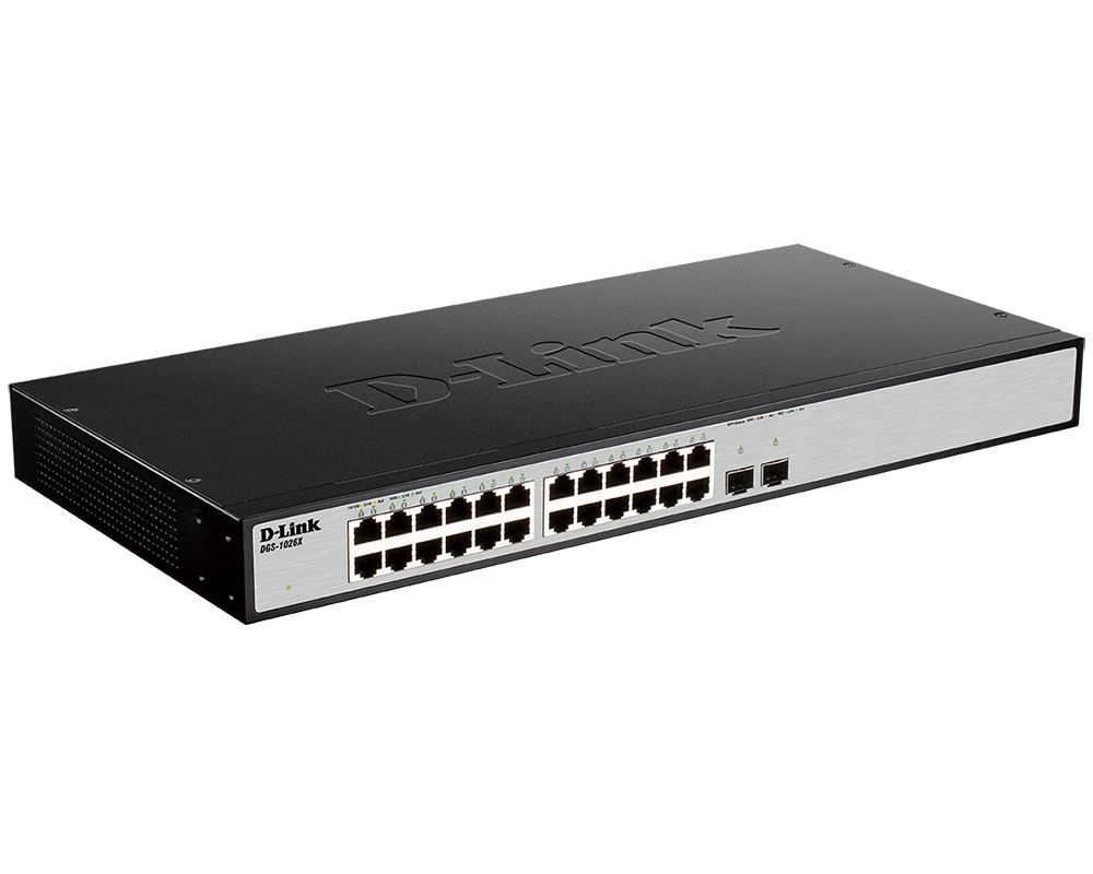 Коммутатор D-Link L2 Unmanaged Switch with 24 10/100/1000Base-T and 2 10GBase-X SFP+ ports DGS-1026X/A1A DGS-1026X/A1A
