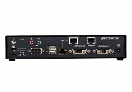 Удлинитель-передатчик ATEN KVM USB 2xDVI-I+AUDIO+RS232, 100м, UTP/10км, SM точка-точка/неогранич, в пределах LAN, 1xUTP/2xОптич,волокна SFP(LC);GbE (TCP/IP;IGMP), 2x(2xDVI-I+USB A-тип+2xMINIJACK+DB9)+USB B-тип,,, DC 5V, (доступ по IP) KE6940AiT-AX-G KE6940AiT-AX-G