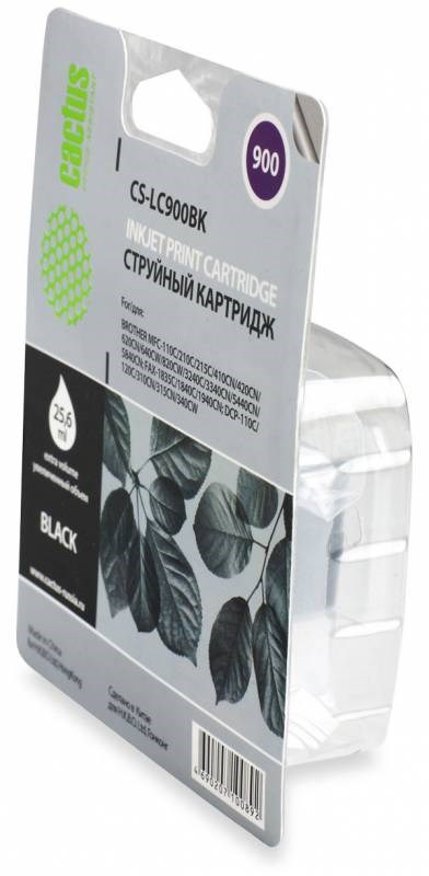 Картридж Cactus струйный CS-LC900BK черный для Brother DCP-110/115/120/MFC-210/215/FAX-1840 (25.6мл) CS-LC900BK CS-LC900BK