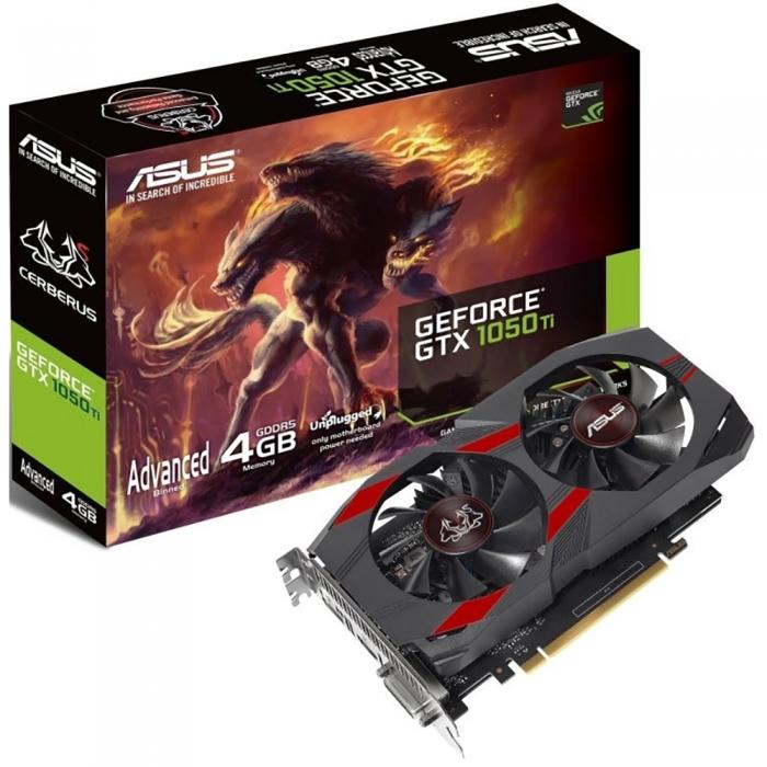 Видеокарта Asus GTX1050TI 4Gb GDDR5/128-bit, PCI-Ex16 3.0, 1xDVI-D, 1xHDMI 2.0, 1xDP 1.4,  ATX, 2-slot coole ASUS CERBERUS-GTX1050TI-O4G CERBERUS-GTX1050TI-O4G