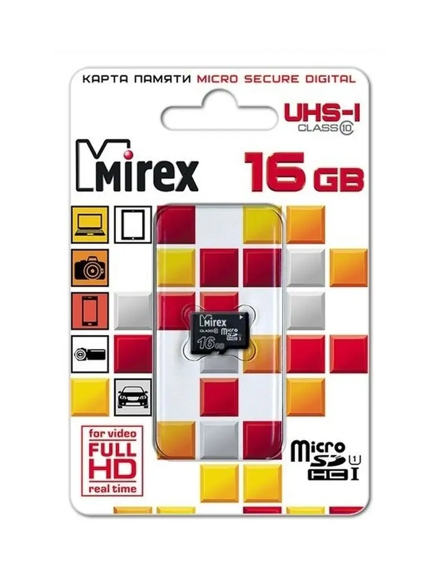 Карта памяти Mirex 13612-MCSUHS16 16GB,microSDHC,Class 10,UHS-I 13612-MCSUHS16 13612-MCSUHS16