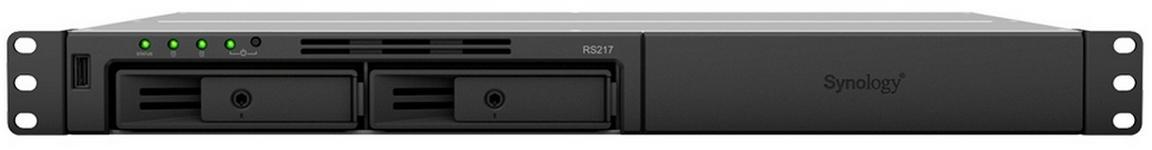 Сетевой RAID-накопитель Synology (Rack 1U) RAID0,1/up to 2hot plug SATA(3,5' or 2,5')/3xUSB/1eSATA/2GigEth/iSCSI/2xIPcam(up to 16) RS217 RS217