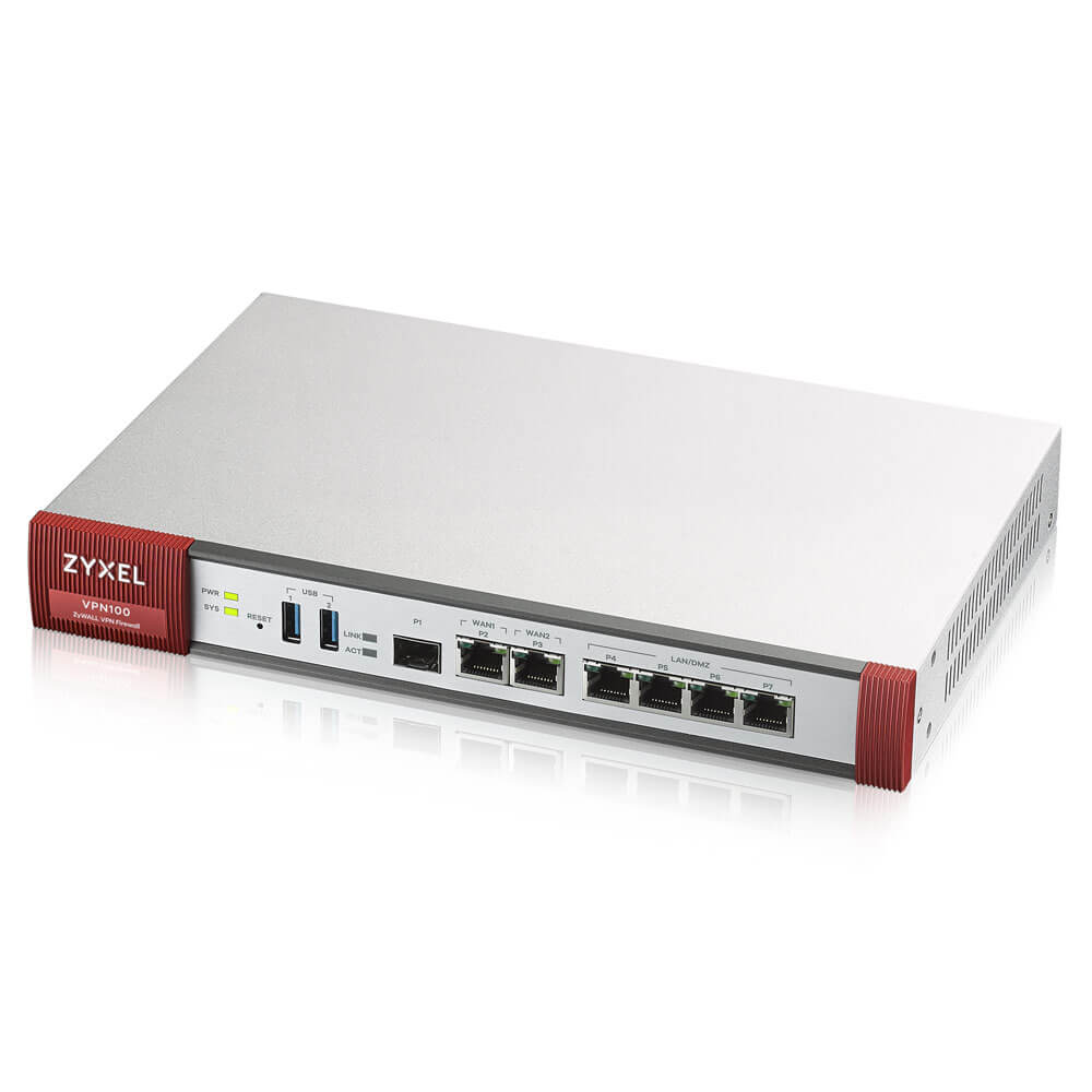 Межсетевой экран ZYXEL VPN Firewall Appliance 6 GE Copper/1 SFP, 2000 Mbit/S Firewall Throughput, 100 Ipsec VPN Tunnels VPN100-EU0101F VPN100-EU0101F