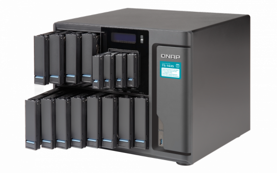 Сетевой RAID-накопитель QNAP 12*3,5"/2,5", 4*2,5", 2*10 GSFP+. Annapurna Labs Alpine AL-514 1,7 ГГц ARM Cortex-A15, 4 ГБ DDR3 TS-1635-4G TS-1635-4G