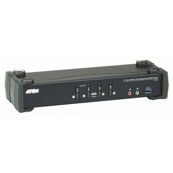 KVM-переключатель ATEN DP+KBD+MOUSE, 1> 4 блока/порта/port USB, c KVM-шнурами DP 4x1,5м,+USB 4х1,8 м,, (3840x2160 60Hz UHD/4096x2160 60Hz DCI;консоль упр, - USB;+ 2 порт, HUB USB 3,0;DisplayPort ver 1,2;5 лет гар+электростраховка) CS1924-AT-G CS1924-AT-G