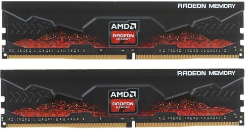 Модуль памяти AMD 16GB Radeon™ DDR4 2400 DIMM R7 Performance Series Black Gaming Memory Non-ECC, CL16, 1.2V, Heat Shield, Kit (2x8GB), RTL R7S416G2400U2K R7S416G2400U2K