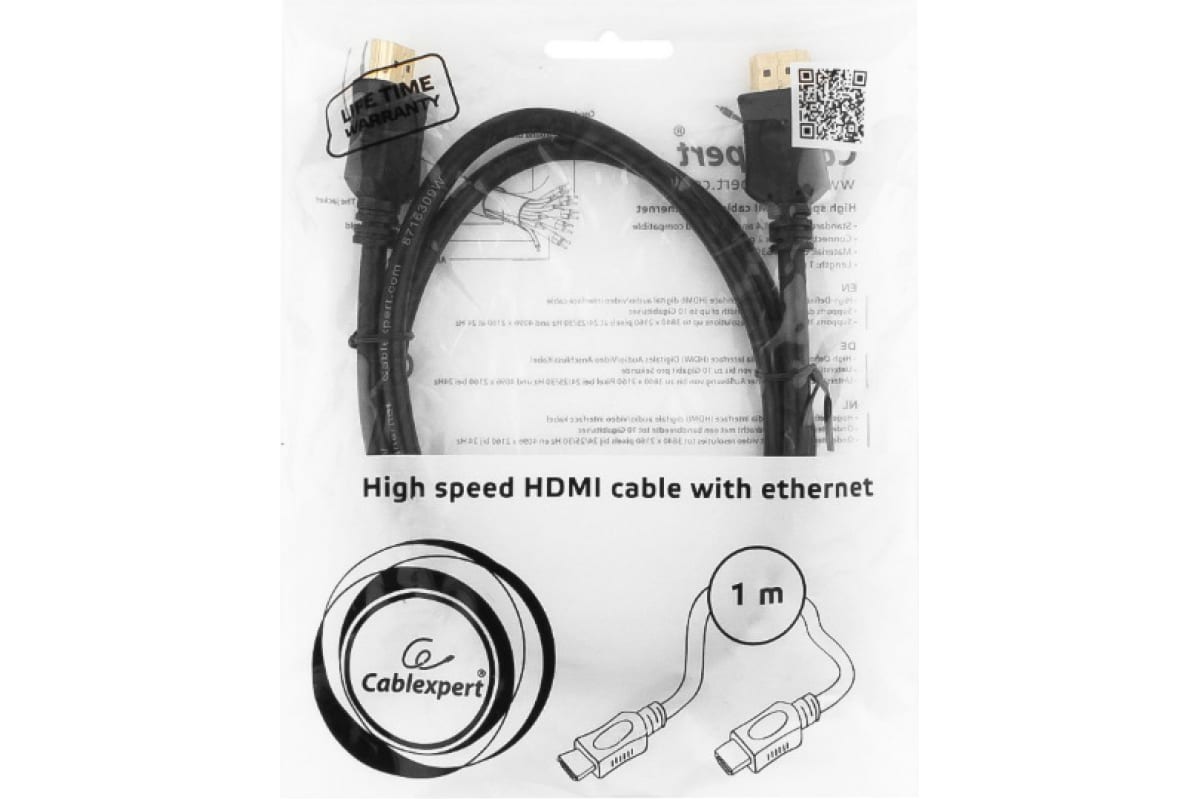 Кабель HDMI Gembird/Cablexpert , 1м, v1.4, 19M/19M, Light, черн, позол.разъемы, экран CC-HDMI4L-1M CC-HDMI4L-1M