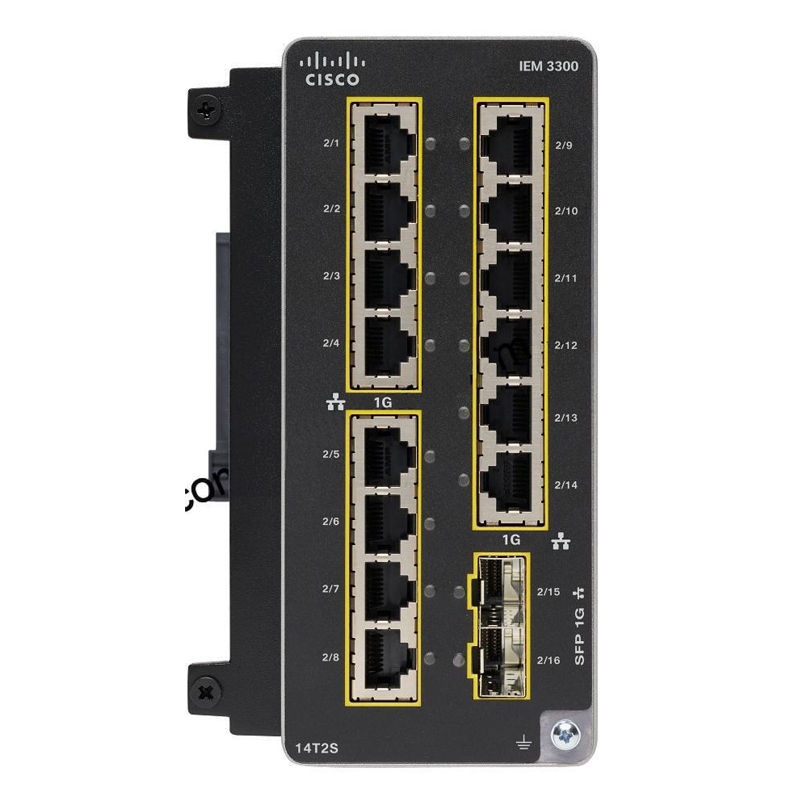 Модуль интерфейсный сетевой Cisco Catalyst IE3300 with 14GE Copper + 2GE SFP, Expansion Module IEM-3300-14T2S= IEM-3300-14T2S=