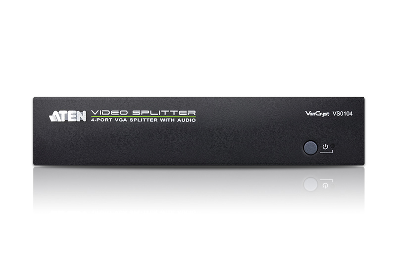 Разветвитель ATEN VGA/SVGA/MultiSync+AUDIO, 1> 4 монитора 450MHz, 65 м., F>M, без шнуров, Б.П.220> 5.3V VS0104-AT-G VS0104-AT-G