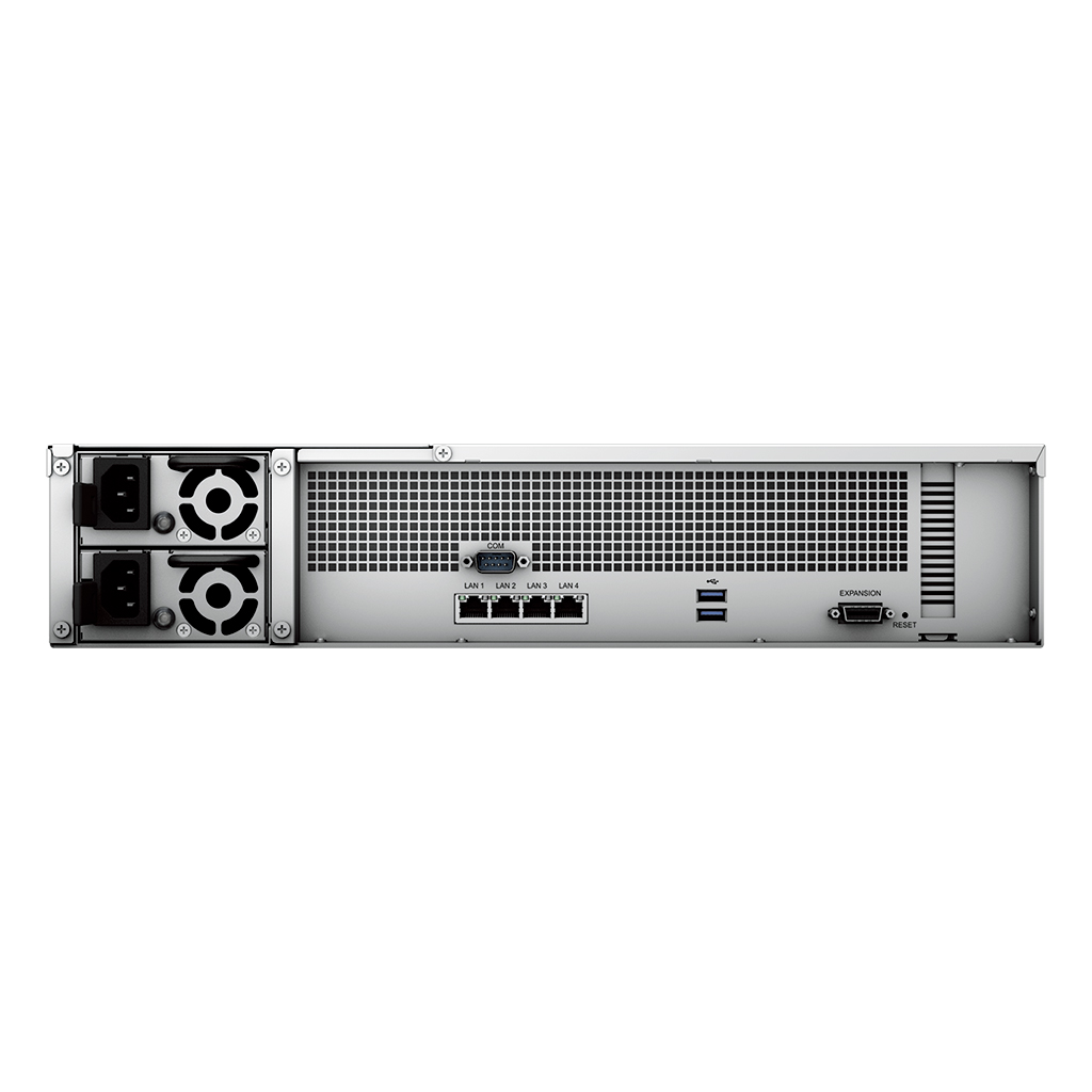 СХД Synology RS2421+ Rack 2U QC2,2GhzCPU/4Gb(up to 32)/RAID0,1,10,5,6/up to 12hot plug HDDs SATA(3,5' or 2,5')(up to 24 with RX1217RP)/2xUSB/4GigEth(+1Expslot)/iSCSI/2xIPcam(up to 40)/no rail RS2421+ RS2421+