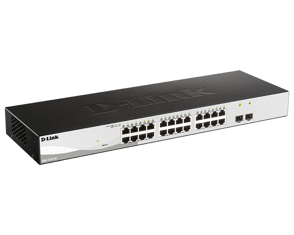 Коммутатор D-Link L2 Managed Switch with 24 10/100/1000Base-T ports and 2 1000Base-X SFP port DGS-1210-26/CLI DGS-1210-26/CLI