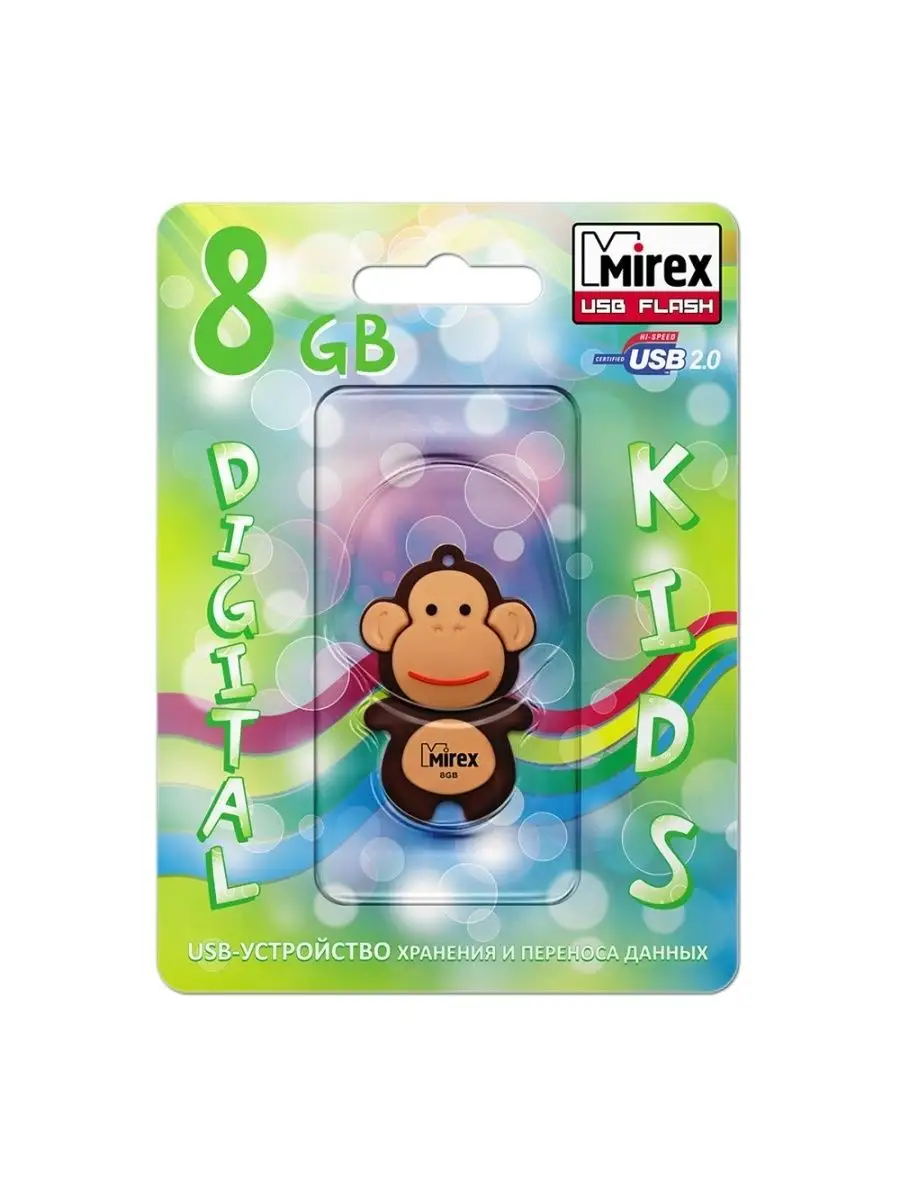 Флеш накопитель Mirex 13600-KIDMKB08 8GB,Monkey,USB 2.0,коричневый 13600-KIDMKB08 13600-KIDMKB08