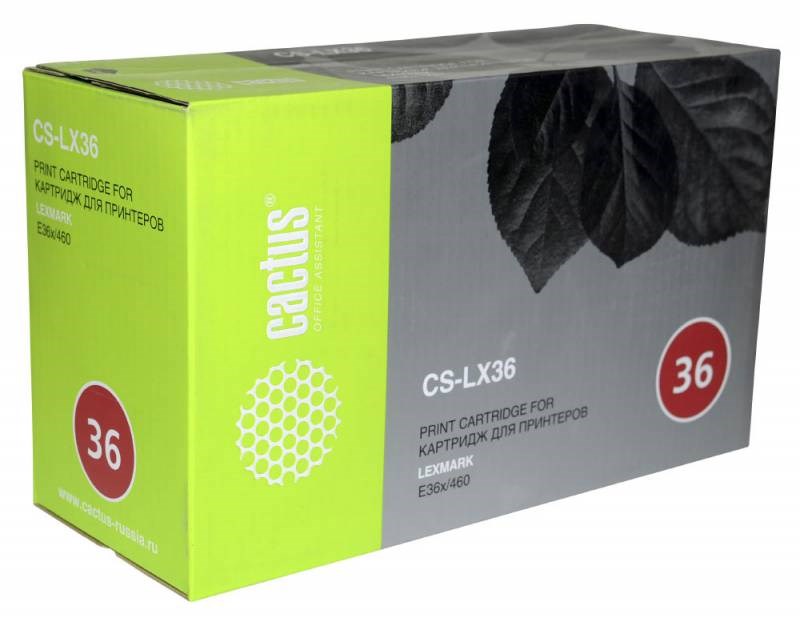 Тонер-картридж Cactus CS-LX36 E360H11E черный для Lexmark Optra E360/E460/E360d/E460dn/E360dn/E460dw CS-LX36 CS-LX36