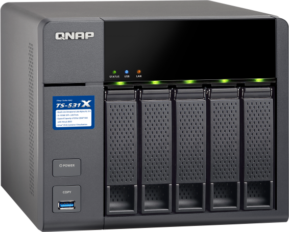 Сетевой RAID-накопитель QNAP 5 отсеков для HDD. Четырехъядерный Labs Alpine AL-314 4-core 1,4 ГГц TS-531X-8G TS-531X-8G