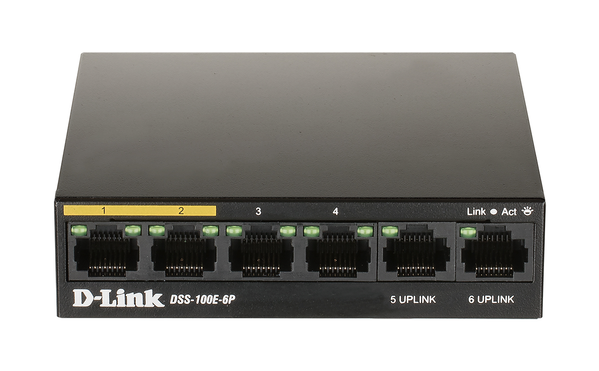 Коммутатор D-Link Unmanaged Surveillance Switch 6x100Base-TX (4x100Base-TX PoE), Surge 6KV, PoE Budget 55W, Long-range PoE up to 250m, metal case DSS-100E-6P/A1A DSS-100E-6P/A1A #2