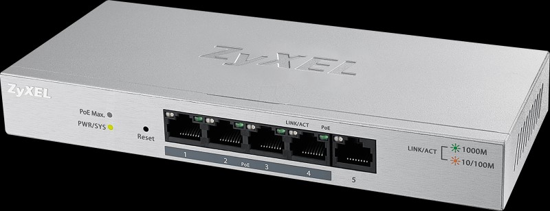 Коммутатор ZYXEL GS1200-5HP, V2, 5 Port Gigabit PoE+ webmanaged Switch, 4x PoE, 60 Watt GS1200-5HP-EU0101F GS1200-5HP-EU0101F