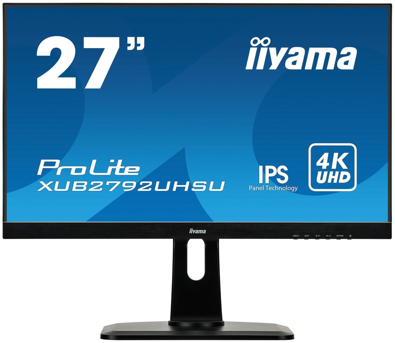 Монитор IIYAMA 27" черный IPS LED 4ms 16:9 DVI HDMI M/M матовая HAS Pivot 1000:1 300cd 178гр/178гр 3840x2160 DisplayPort QHD USB 6.4кг XUB2792UHSU-B1 XUB2792UHSU-B1