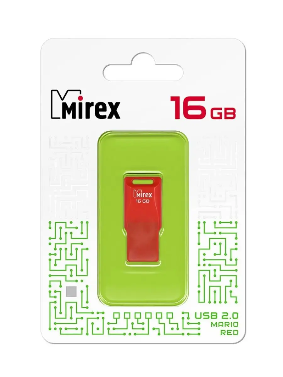 Флеш накопитель Mirex 13600-FMUMAR16 16GB,Mario,USB 2.0,красный 13600-FMUMAR16 13600-FMUMAR16