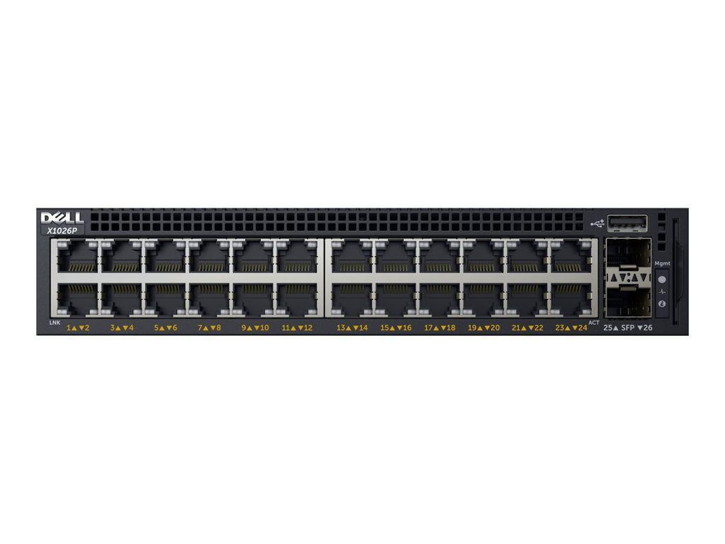 Коммутатор Dell EMC X1026P с веб-интерфейсом, 24 порта 1GbE PoE (до 12 портов PoE+) и 2 порта 1GbE SFP (210-AEIN) X1026P-AEIN-01 X1026P-AEIN-01