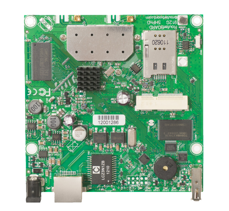 Маршрутизатор Mikrotik RouterBOARD 912UAG with 600Mhz Atheros CPU, 64MB RAM, 1xGigabit LAN, USB, miniPCIe, built-in 5Ghz 802.11a/n 2x2 two chain wireless, 2xMMCX connectors, RouterOS L4 RB912UAG-5HPnD RB912UAG-5HPnD