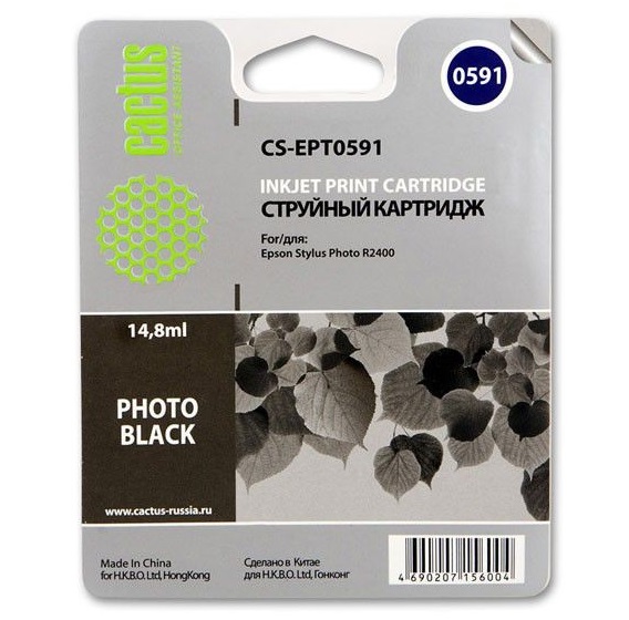 Картридж Cactus струйный CS-EPT0591 черный для Epson Stylus Photo R2400 (14.8мл) CS-EPT0591 CS-EPT0591