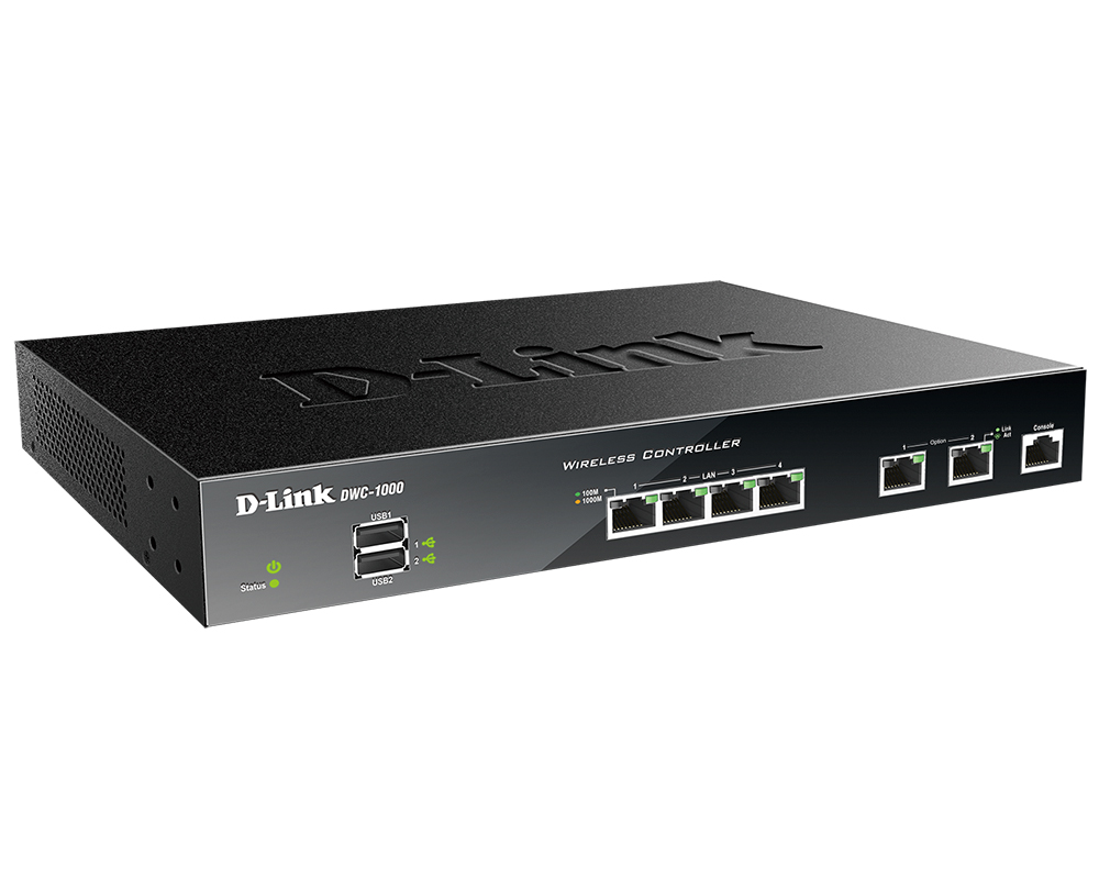 Контроллер D-Link WLAN Controller with 2x 10/100/1000Base-T Option ports, 4x 10/100/1000Base-T LAN ports, manage up to 12/66 Unified APs DWC-1000/C1A DWC-1000/C1A