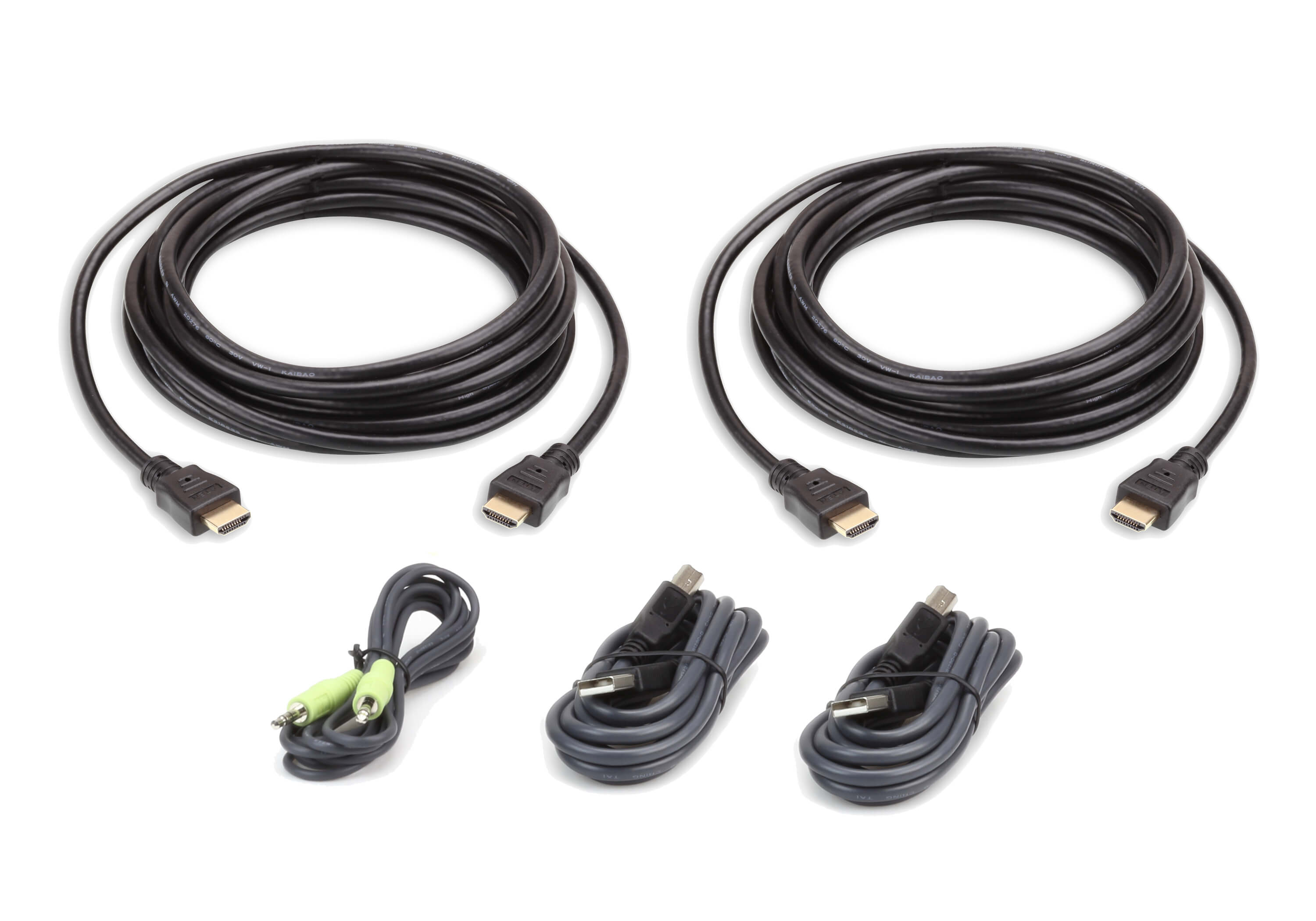 Кабель ATEN мон+клав+мышь USB+аудио, 2x(HDMI+USB A-Тип/B-тип)+MINIJACK, Male, опрессованный,   3 метр черный 2L-7D03UHX5 2L-7D03UHX5