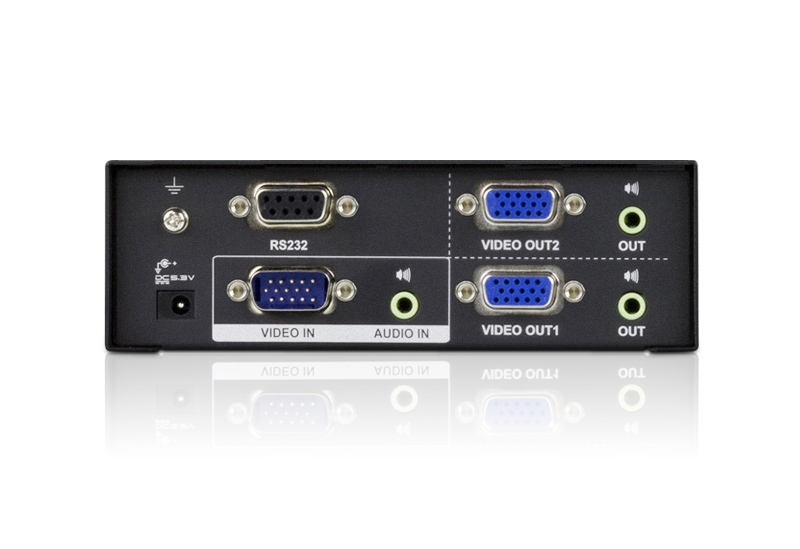 Разветвитель ATEN VGA/SVGA/MultiSync+AUDIO, 1> 2 монитора 450MHz, 65 м., F>M, без шнуров, Б.П.220> 5.3V VS0102-AT-G VS0102-AT-G