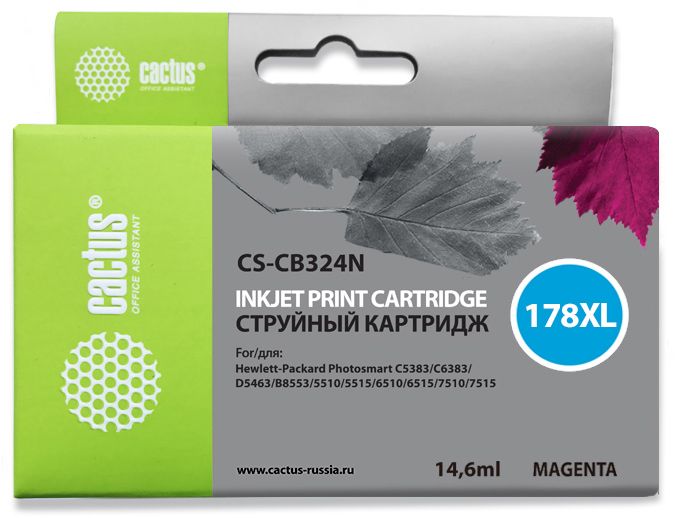 Картридж Cactus струйный CS-CB324N №178XL пурпурный для HP PS B8553/C5383/C6383 (14.6мл) CS-CB324N CS-CB324N