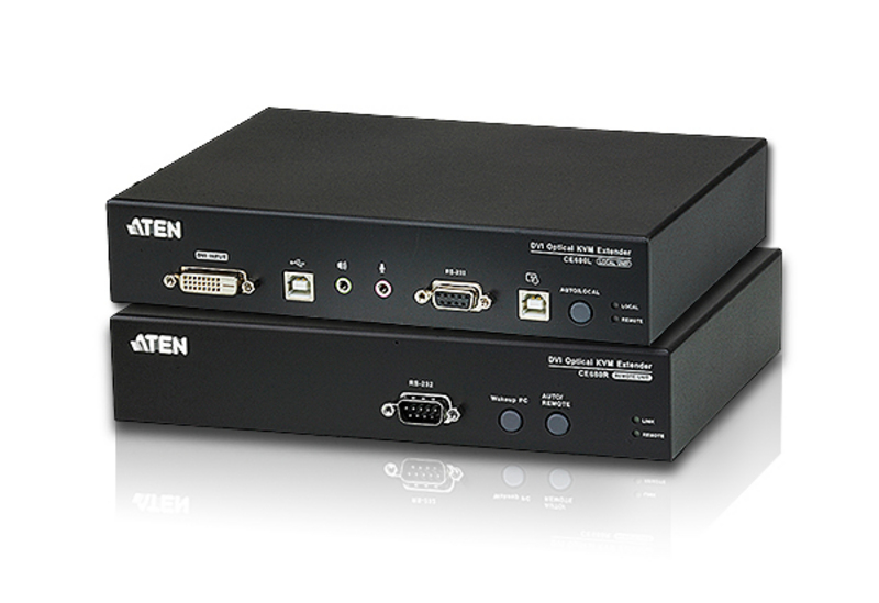 Удлинитель ATEN KVM USB, DVI-D+AUDIO+RS232, 20 км, одномод 1310/1550нм, без шнуров, 2xБП 220> 5.3V CE690-AT-G CE690-AT-G
