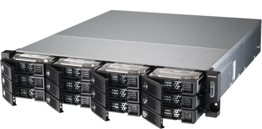 Сетевой RAID-накопитель QNAP 12 отсеков для HDD, 19", два блока питания. Двухъядерный Intel G3250 3,2 ГГц, 4ГБ TVS-1271U-RP-PT-4G TVS-1271U-RP-PT-4G