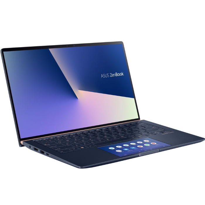 Ноутбук ASUS UX434FQ-AI116T Touch +bag+cable 14"(1920x1080 IPS)/Touch/Intel Core i7 10510U(1.8Ghz)/16384Mb/1024SSDGb/noDVD/Ext:nVidia GeForce MX350(2048Mb)/Cam/BT/WiFi/war 1y/1.49kg/Royal Blue/W10 + ScreenPad / 90NB0RM3-M02620 90NB0RM3-M02620