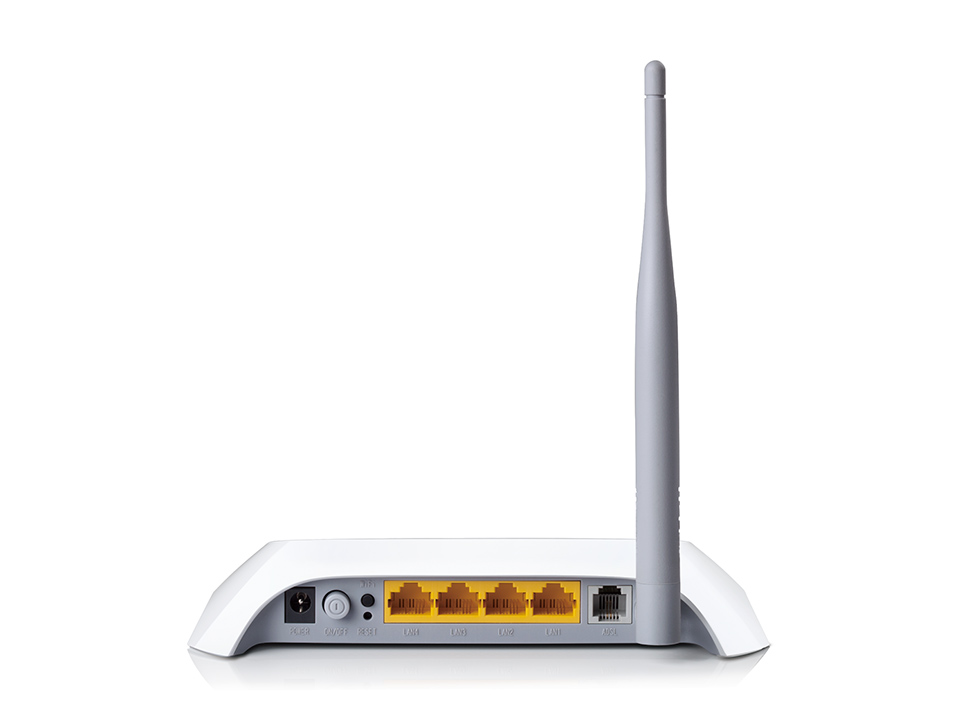 Маршрутизатор TP-Link 150n, с модемом ADSL2+, Annex A, 802.11b/g/n, 1*RJ11, 4*RJ45 10/100*, 1*5 дБи антенна, ADSL-сплиттер TD-W8901N TD-W8901N