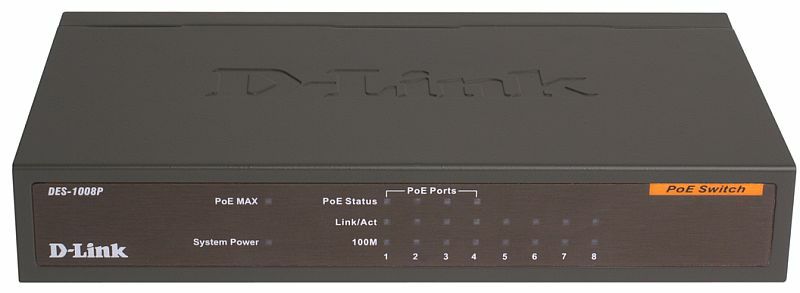 Коммутатор D-Link L2 Unmanaged Switch with 8 10/100Base-TX ports (4 PoE ports 802.3af (15,4 W), PoE Budget 52 W) DES-1008P/C1A DES-1008P/C1A