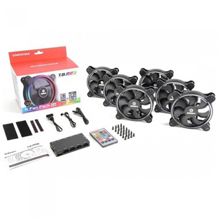 Вентилятор Enermax FAN 120mm, комплект из 6 шт, RGB, 500-1500rpm, 13.71-47,53CFM, 14-22dBA, RTL UCTBRGB12-BP6 UCTBRGB12-BP6