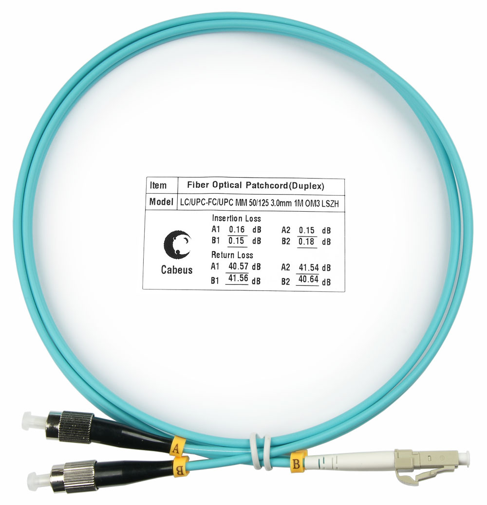 Cabeus Шнур оптический duplex LC-FC 50/125 mm OM3 1м LSZH (FOP-50-LC-FC-1m) FOP-50-LC-FC-1m