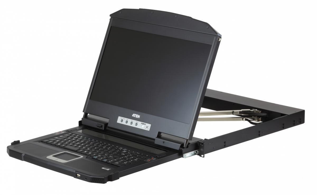 Консоль ATEN 18.5" Ultra Short Depth Dual Rail WideScreen LCD Console (USB, HDMI / DVI / VGA, 1920x1080) CL3800NW-ATA-RG CL3800NW-ATA-RG