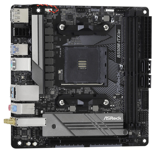Материнская плата ASRock , Socket AM4, AMD B550, 2xDDR4-3200, HDMI+DP, 1xPCI-Ex16, 4xSATA3(RAID 0/1/10), 1xM.2, 8 Ch Audio, 1xGLan, WiFi, (2+2)xUSB2.0, (3+2)xUSB3.2, 1xUSB3.2 Type-C™, 1xPS/2, Mini-ITX, RTL, B550M-ITX/AC B550M-ITX/AC