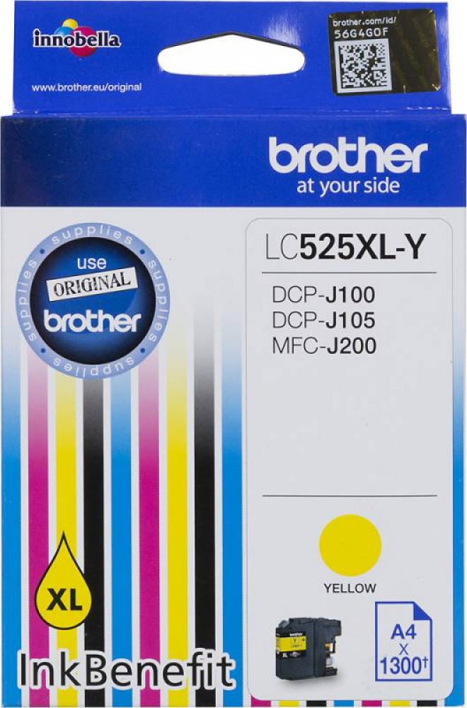 Картридж струйный Brother LC525XLY Желтый для Brother DCP-J100, J105, J200 (1300стр.) LC525XLY #1