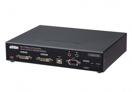 Удлинитель-передатчик ATEN KVM USB 2xDVI-I+AUDIO+RS232, 100м, UTP/10км, SM точка-точка/неогранич, в пределах LAN, 1xUTP/2xОптич,волокна SFP(LC);GbE (TCP/IP;IGMP), 2x(2xDVI-I+USB A-тип+2xMINIJACK+DB9)+USB B-тип,,, DC 5V, (доступ по IP) KE6940AiT-AX-G KE6940AiT-AX-G