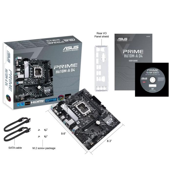 Материнская плата ASUS PRIME H610M-A D4 LGA1700 Intel H610 2xDDR4 mATX GbLAN RAID VGA HDMI DP PRIME H610M-A D4 PRIME H610M-A D4